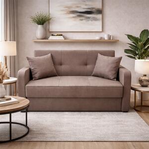 Canapea SAMY extensibila, 2 locuri, lada de depozitare, stofa maro, cadru metalic, 152x100x92 Maro, Stofa