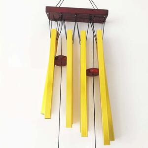 Clopotel de vant cu 8 tuburi sonore metalice aurii pentru casa sau gradina, model Feng-shui