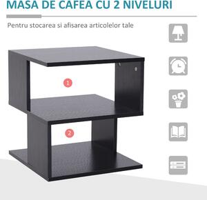 HOMCOM Măsuță de Cafea cu 3 Etajere, Mobilier Modern pentru Living, Negru, 40x40x43cm | Aosom Romania