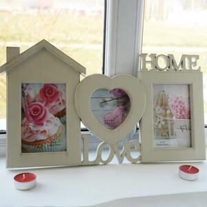 Rama foto decorativa cu 3 poze, model Love Home, 41 x 25 cm
