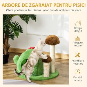 PawHut Pat și Centru de Activități pentru Pisici, 54x54x52cm, Zonă de Joacă și Odihnă, Gri | Aosom Romania