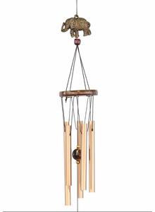 Clopotel de vant cu 5 tuburi sonore metalice pentru casa sau gradina, model Feng-Shui cu elefanti