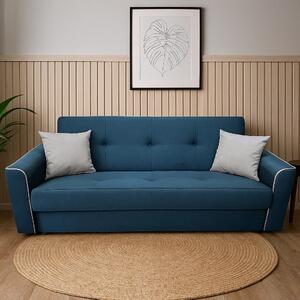 Canapea VERA extensibila, 3 locuri, lada de depozitare, stofa bleumarin + gri, 225x90x90 Bleumarin + Gri, Stofa
