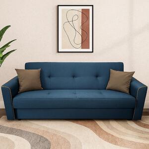 Canapea VERA extensibila, 3 locuri, lada de depozitare, stofa bleumarin + maro, 225x90x90 Bleumarin + Maro, Stofa