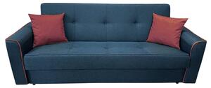 Canapea VERA extensibila, 3 locuri, lada de depozitare, stofa bleumarin + rosu bordo, 225x90x90 Bleumarin + Rosu Bordo, Stofa