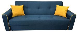 Canapea VERA extensibila, 3 locuri, lada de depozitare, stofa bleumarin + galben, 225x90x90 Bleumarin + Galben, Stofa