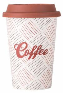 Cana ceramica de voiaj Pufo Stripes pentru cafea cu capac din silicon, 415 ml