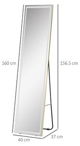 HOMCOM Oglinda de sine statatoare cu suport si lumina LED reglabila, oglinda de perete | AOSOM RO