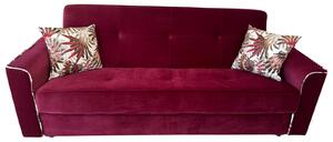 Canapea VERA extensibila, 3 locuri, lada de depozitare, catifea rosu bordo, 225x90x90 Rosu Bordo, Catifea