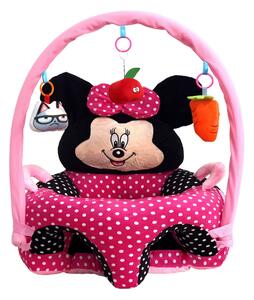 Fotoliu din plus pentru bebelusi cu spatar si arcada, Minnie cu Buline, 50 cm, Roz, FPS-136