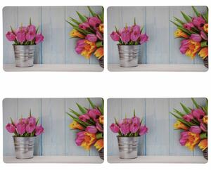 Set suport farfurie Pufo pentru servirea mesei, model Tulips, 4 bucati, 43 x 28 cm