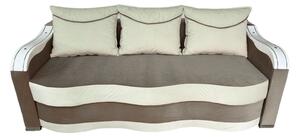 Canapea DIANA extensibila, 3 locuri, cu lada de depozitare, catifea maro cappuccino si crem , 220x100x80 Maro Cappuccino + Crem, Catifea