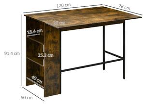 Masa de bar pliabila HOMCOM in stil industrial cu 3 rafturi, din lemn si otel 120x76x91.4cm | Aosom RO