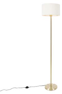 Lampa de podea alama cu abajur boucle alb 35 cm - Simplo