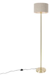 Lampă de podea alamă cu abajur boucle taupe 35 cm - Simplo