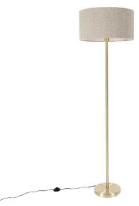 Lampă de podea alamă cu abajur boucle taupe 50 cm - Simplo