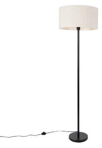 Lampa de podea neagra cu abajur gri deschis 50 cm - Simplo