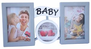 Rama foto decorativa Baby love pentru 2 poze, 35 x 16 cm, gri