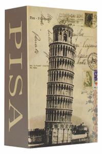 Seif secret tip carte Pufo cu cheie pentru blocare, model Turnul din Pisa, 24 x 15 cm
