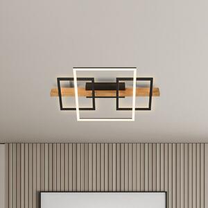 Briloner Plafonieră LED Cadre, 3000K, 55cm, negru, lemn, reglabil, Lemn, Camera de zi / sufragerie, Lemn, Modern