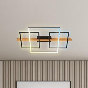 Briloner Plafonieră LED Cadre, CCT, 75cm, negru, lemn, reglabil, Lemn, Camera de zi / sufragerie, Lemn, Modern