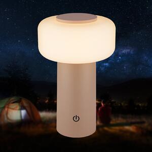 Briloner Lampa de masă cu LED și baterie Juna, bej, IP44, dimabilă, 20 cm, reglabil, Bej, Plastic, Modern