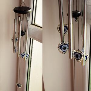 Clopotel de vant cu 5 tuburi sonore metalice pentru casa sau gradina, model Fatima's Heart