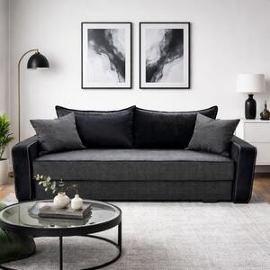 Canapea LARISA extensibila, 3 locuri, lada de depozitare, stofa maro inchis, 220x95x85 Stofa, Maro închis