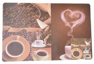 Set suport pahar si farfurie pentru servirea mesei, model Pufo Love Coffee, 6 bucati