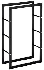 HOMCOM Suport Lemne pentru Interior și Exterior din Țevi de Fier, Capacitate 100 kg, 60x25x100 cm | Aosom Romania