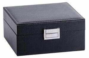 Cutie caseta eleganta pentru depozitare si organizare 6 ceasuri sau bijuterii, model Pufo Royal Premium, negru