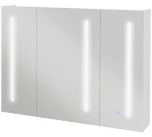 Kleankin Dulap cu Oglindă LED pentru Baie, USB, Raft Reglabil, 90x15x70cm, Alb Lucios | Aosom Romania