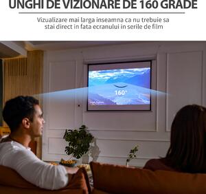 HOMCOM Ecran Proiecție Motorizat 84 Inch pentru Home Cinema, Sistem de Rulare Automat, Ideal pentru Filme și Prezentări, Alb | Aosom Romania