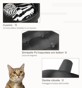 Pătuț Cușcă cu pernă pentru câine pisică PawHut, negru, 39x39x42 cm | AOSOM RO