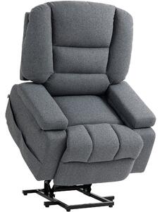 HOMCOM Scaun Rabatabil, Canapea cu Masaj prin Vibrații și Căldură, Scaun de Ridicare cu Telecomandă, 97x90x102 cm, Gri