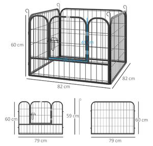 Tarc Modular Animale pentru interior si exterior Pliabil cu usa si lincuietoare din Metal, Gri inchis 82x82x60cm PawHut | Aosom RO
