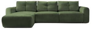 Colțar Extensibil GEORGIA, cu 2 lăzi depozitare, șezlong interschimbabil, 348x190x87 cm, Stanga / Verde-Havana