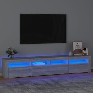 Comodă TV cu lumini LED, gri sonoma, 210x35x40 cm