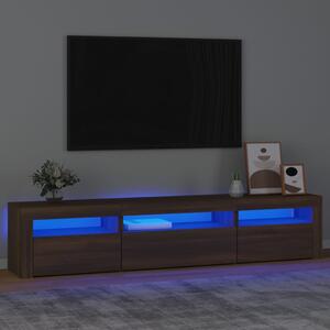 Comodă TV cu lumini LED, stejar maro, 195x35x40 cm