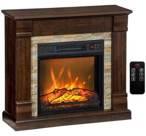 HOMCOM Semineu Electric de Podea cu Timer, Temperatura Reglabila, din Metal, ABS si PAL, 80x21.6x67.8 cm, Maro | Aosom Romania