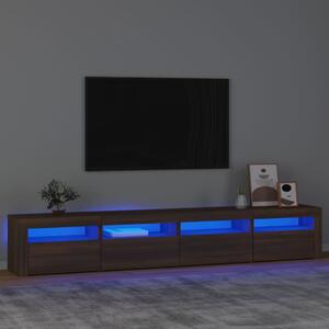Comodă TV cu lumini LED, stejar maro, 240x35x40 cm