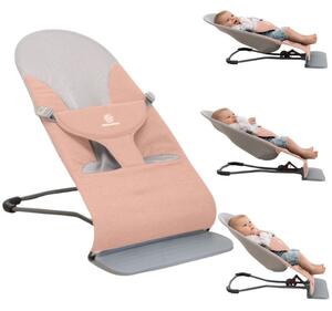Balansoar bebelusi ergonomic cu 3 pozitii de inclinare a spatarului Kidizi Rumi roz, recomandat de la nastere