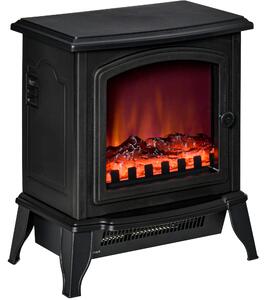HOMCOM Șemineu Electric Portabil 1000W/2000W din ABS și Sticlă Negru | Aosom Romania
