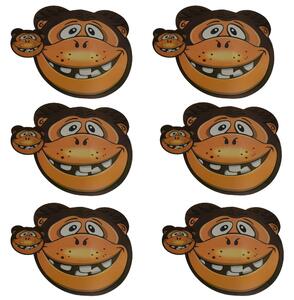 Set suport pahar si farfurie pentru servirea mesei, model pentru copii, Pufo Happy Monkey,6 bucati