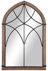 HOMCOM Oglindă de Perete cu Formă de Arc, Detalii Moderne și Cârlige, Oglindă din MDF și Sticlă, 60x93 cm, Maro și Negru | Aosom Romania