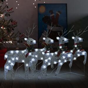 Reni de Crăciun, 4 buc., argintiu, 80 LED-uri