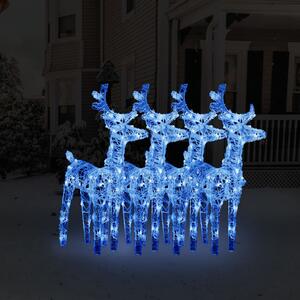 Reni de Crăciun, 4 buc., albastru, 160 LED-uri, acril