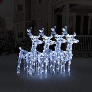 Reni de Crăciun, 4 buc., alb rece, 160 LED-uri, acril