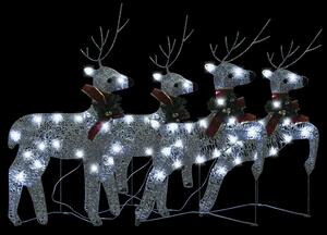 Reni de Crăciun, 4 buc., argintiu, 80 LED-uri
