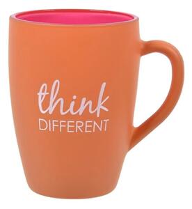 Cana Pufo Different, pentru ceai, cafea, suc, cu mesaj motivational, 360 ml, portocaliu